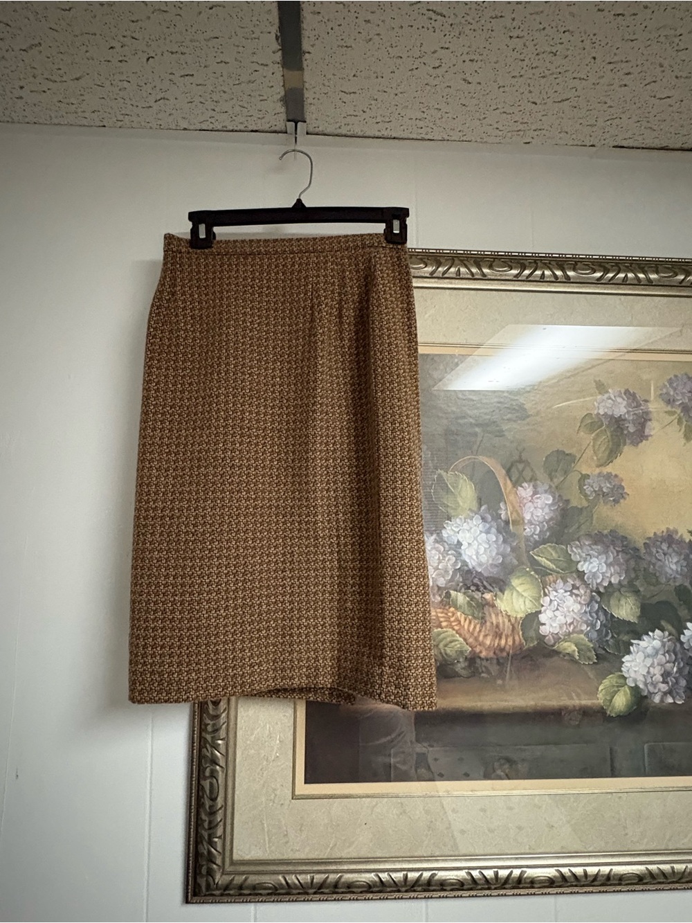 Vintage luxury blend feraud Classic Tan Tweed Pencil Skirt